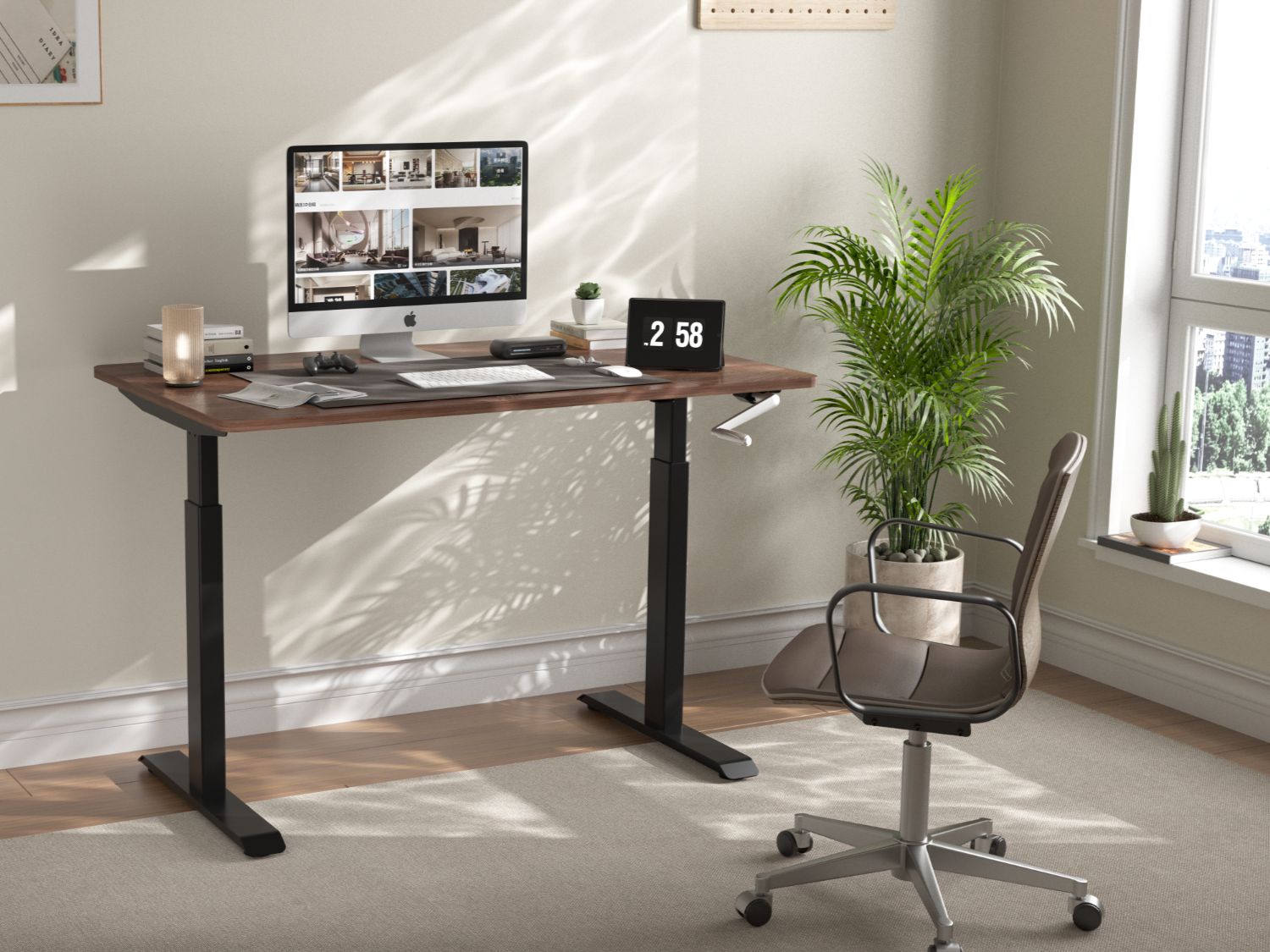 Dual-Beam Hand-Crank Desk Frame