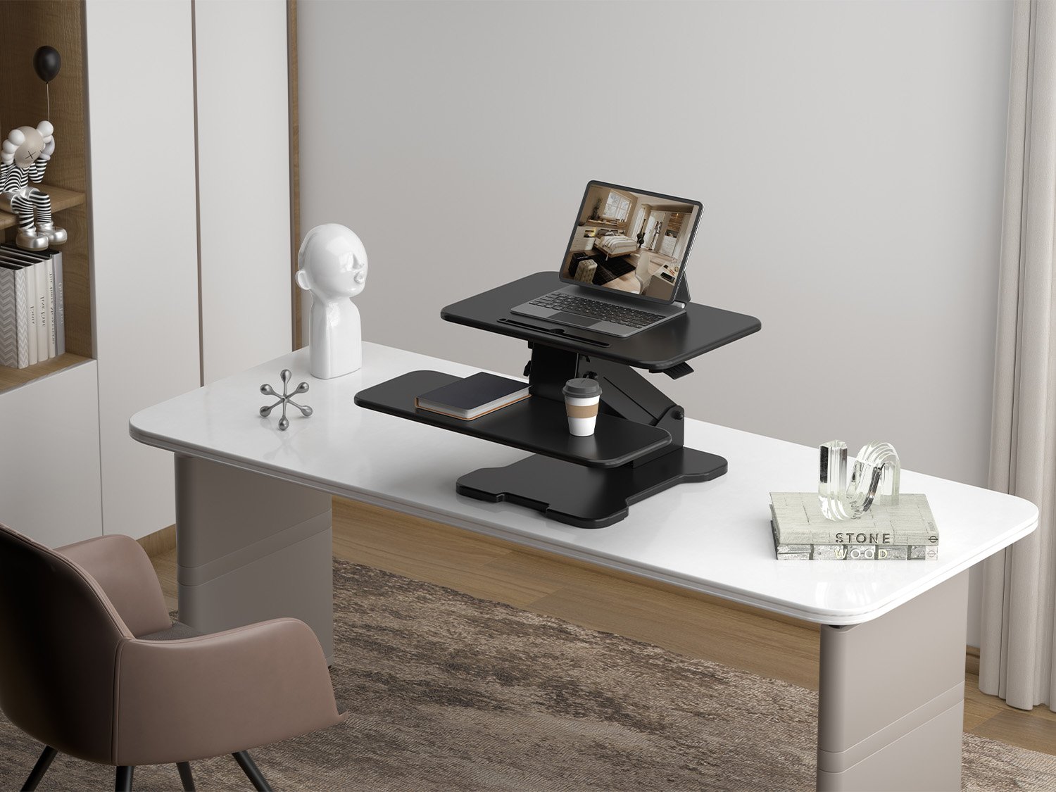 Pneumatic Desk Converter with Monitor Mount